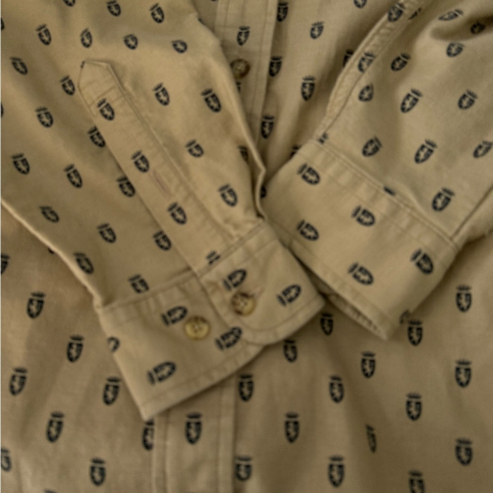Tommy Hilfiger Tan Casual Button Down Shirt with Polka Dot Pattern - Picture 5 of 5